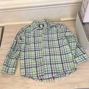 Pre-Owned-  Boys Plaid Poplin Button Up Shirt - green